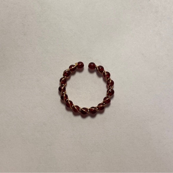 Handmade Full beads Garnet Ring - Picture 2 of 3